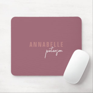 Modern Simple Dusty Rose Minimal Script Mouse Mat