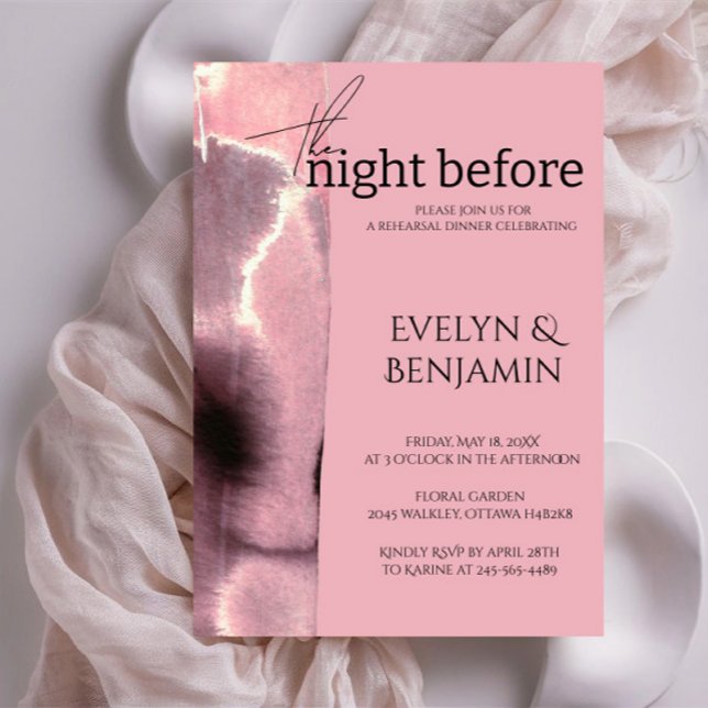 Modern, Simple Dusty Rose Rehearsal Dinner   Invitation (Creator Uploaded)