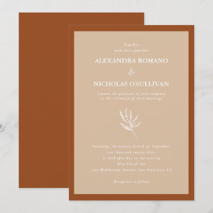 Modern Simple Earth Tones Terracotta Wedding Invitation