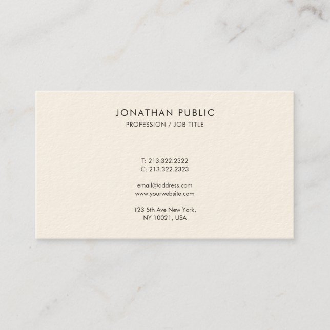 Modern Simple Easy to Make Template Luxurious Business Card (Front)