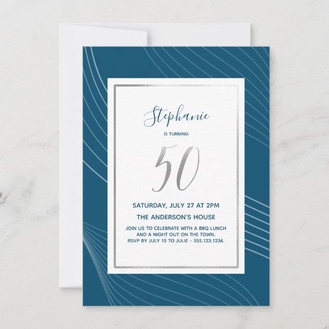 Modern, Simple & Elegant 50th Birthday Party Invit Invitation (Front)
