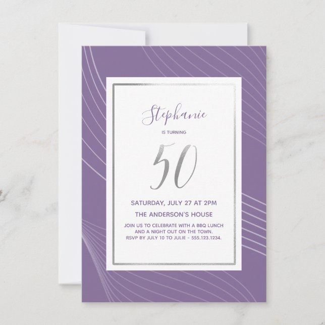 Modern, Simple & Elegant 50th Birthday Party Invit Invitation (Front)