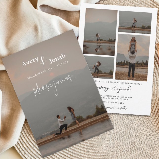 Modern Simple Elegant 5 Photo Wedding Invitation (Creator Uploaded)