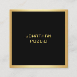 Modern Simple Elegant Black And Gold Template Square Business Card