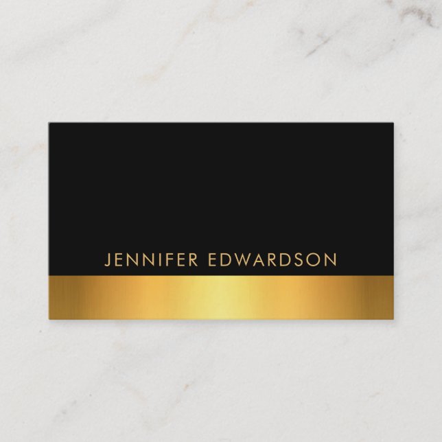 Modern simple elegant black gold professional business card (Front)