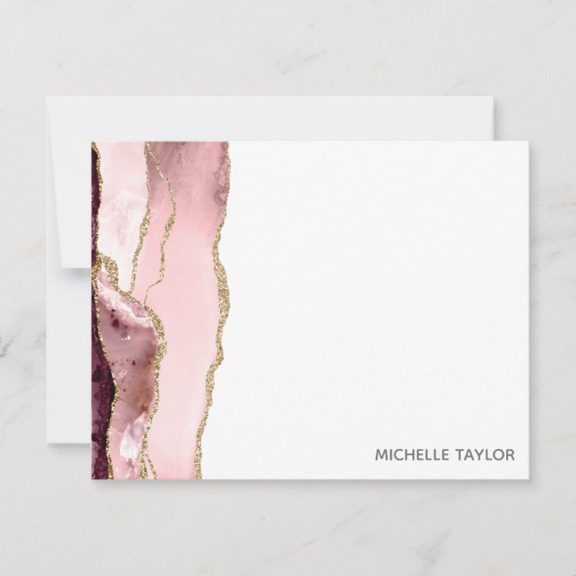 Modern Simple Elegant Blush Pink Agate Card (Front)