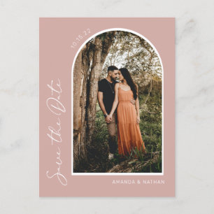 Modern Simple Elegant Blush Pink Save The Date Announcement Postcard