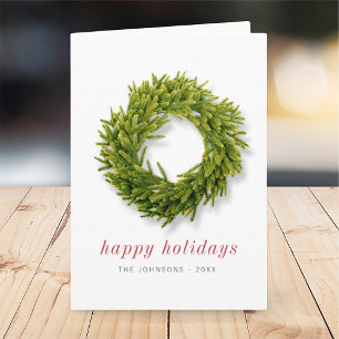Modern Simple Elegant Chic Christmas Wreath Card