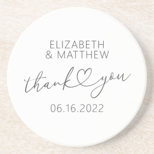 Modern Simple Elegant Chic Minimal Heart Wedding Coaster