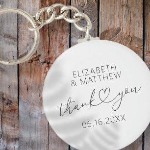Modern Simple Elegant Chic Minimal Heart Wedding Key Ring