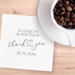 Modern Simple Elegant Chic Minimal Heart Wedding Napkin