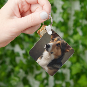 Modern Simple Elegant Chic Pet Photo Key Ring