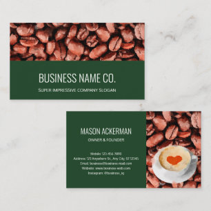 Modern, Simple & Elegant Coffee Bean Cafe on Green Business Card