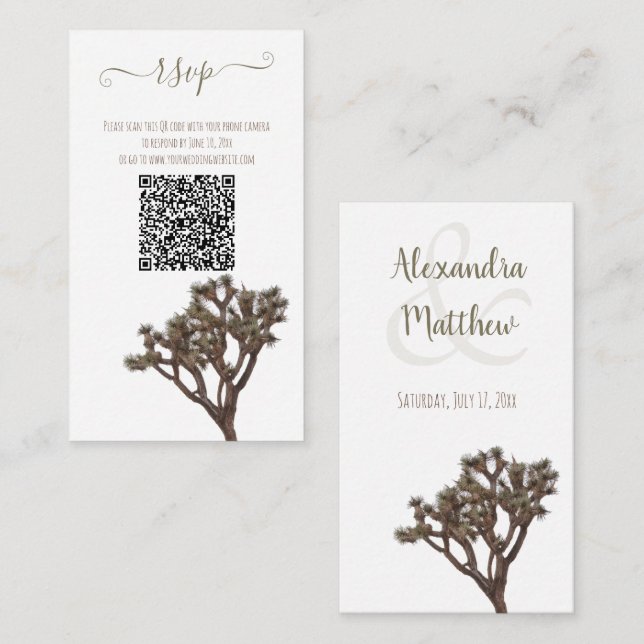 Modern Simple Elegant Colour Joshua Tree QR Code Enclosure Card (Front/Back)