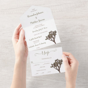 Modern Simple Elegant Colour Joshua tree Silhouett All In One Invitation
