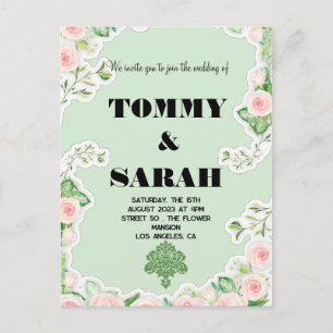 Modern Simple Elegant Colourful Floral Wedding Invitation Postcard