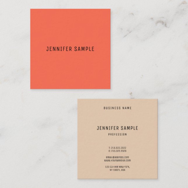Modern Simple Elegant Colours Template Custom Square Business Card (Front/Back)