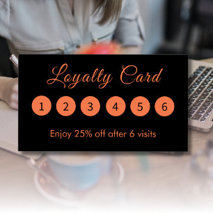Modern Simple Elegant Coral Black Loyalty Cards