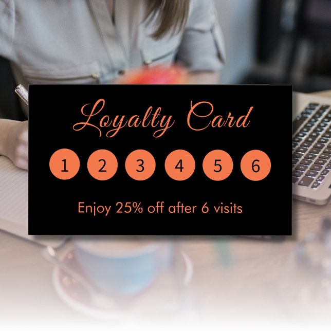 Modern Simple Elegant Coral Black Loyalty Cards (Creator Uploaded)