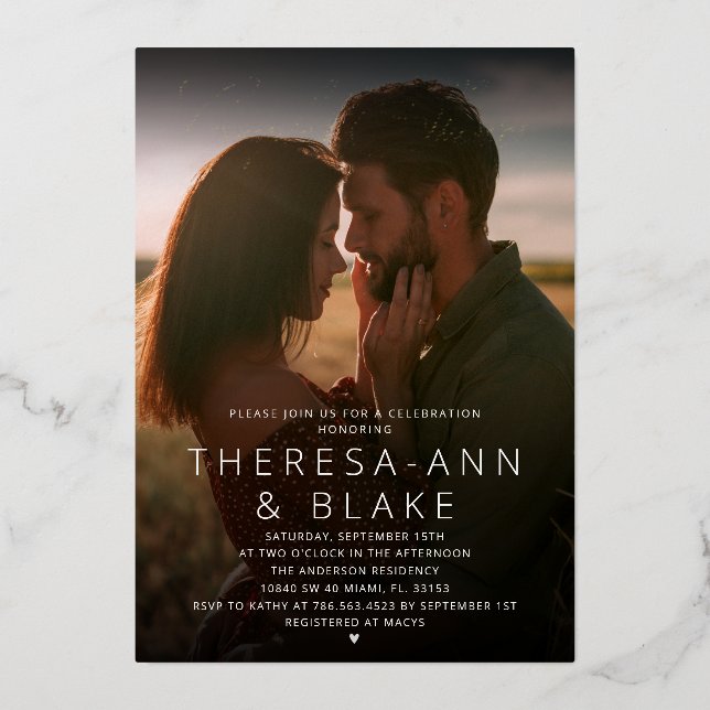 Modern Simple Elegant Couple's Shower Invitation (Front)