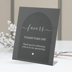 Modern Simple Elegant Dark Grey Arch Favours  Pedestal Sign