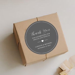 Modern Simple Elegant Dark Grey  Classic Round Sticker