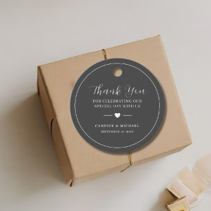 Modern Simple Elegant Dark Grey Favour Tags