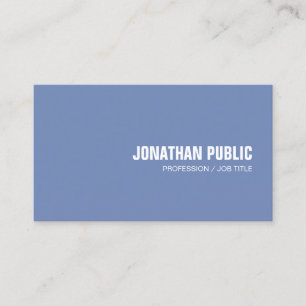 Modern Simple Elegant Design Blue White Plain Business Card