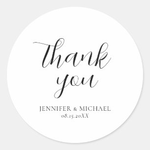 Modern Simple Elegant Design Thank You Typography Classic Round Sticker