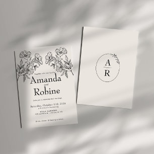 Modern Simple Elegant Flower Wedding Invitation