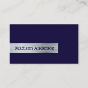 Modern Simple Elegant Gold Navy Blue Brushed Metal Business Card