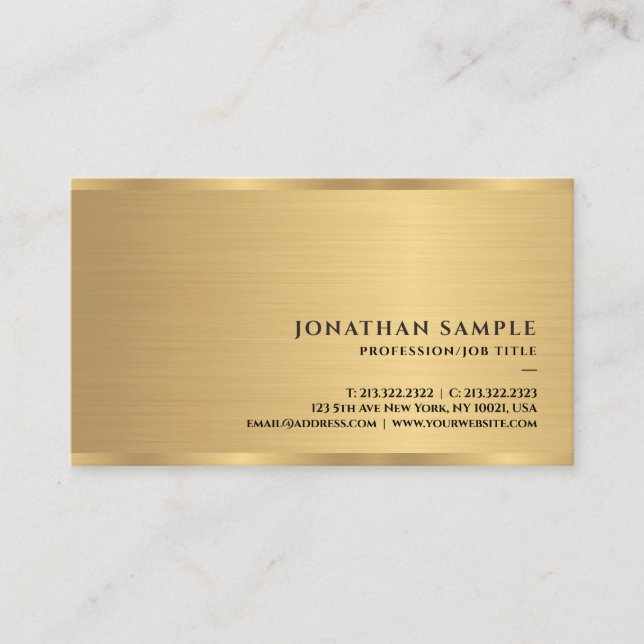 Modern Simple Elegant Gold Template Professional Business Card (Front)