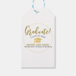 Modern Simple Elegant Graduation gold Cap Script Gift Tags