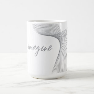 Modern, simple, elegant graphic design of Imagine Coffee Mug
