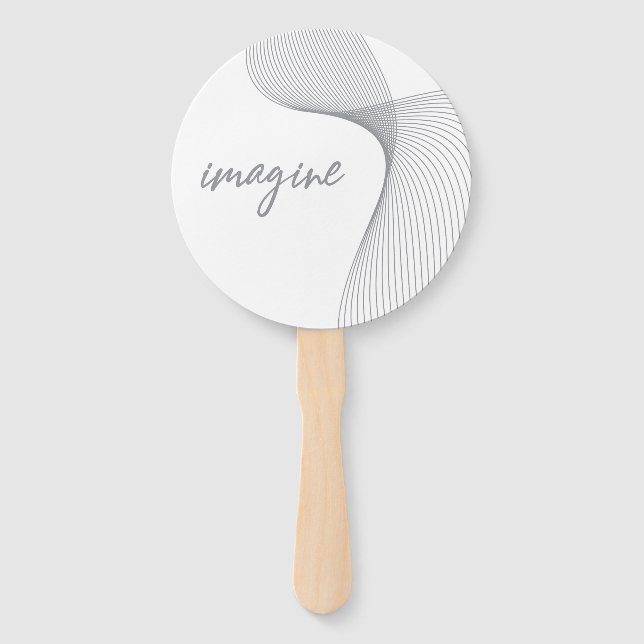 Modern, simple, elegant graphic design of Imagine Hand Fan (Front)