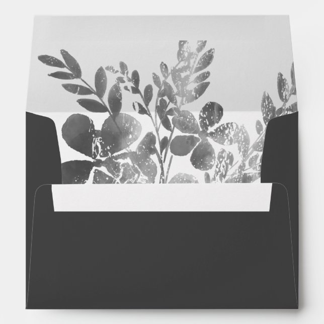 Modern Simple Elegant Grey Floral Personal Brand Envelope (Back (Bottom))