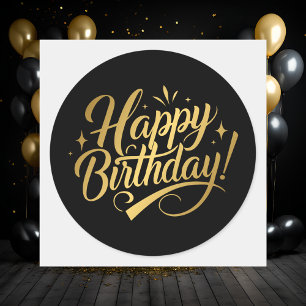Modern Simple Elegant Happy Birthday  Classic Round Sticker