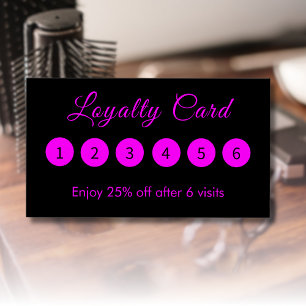 Modern Simple Elegant Magenta Black Loyalty Cards