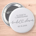 Modern Simple Elegant Minimal Heart Bridal Shower 6 Cm Round Badge<br><div class="desc">This simple and modern design is composed of sans serif and playful cursive typography with doodle hearts. Perfect for wedding bridal showeer party favours.</div>
