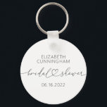 Modern Simple Elegant Minimal Heart Bridal Shower Key Ring<br><div class="desc">This simple and modern design is composed of sans serif and playful cursive typography with doodle hearts. Perfect for wedding bridal showeer party favours.</div>