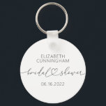 Modern Simple Elegant Minimal Heart Bridal Shower Key Ring<br><div class="desc">This simple and modern design is composed of sans serif and playful cursive typography with doodle hearts. Perfect for wedding bridal showeer party favours.</div>
