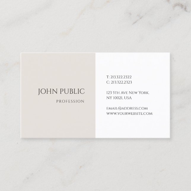 Modern Simple Elegant Minimalist Design Template Business Card (Front)