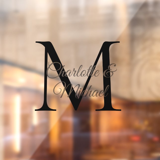 Modern, simple, elegant, monogram wedding window cling (Sheet 2)