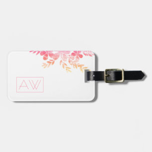 Modern Simple Elegant Pink Floral Personal Brand Luggage Tag