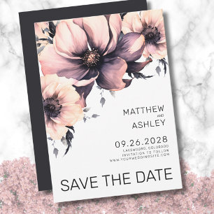Modern Simple Elegant Pink Floral Wedding Save The Date