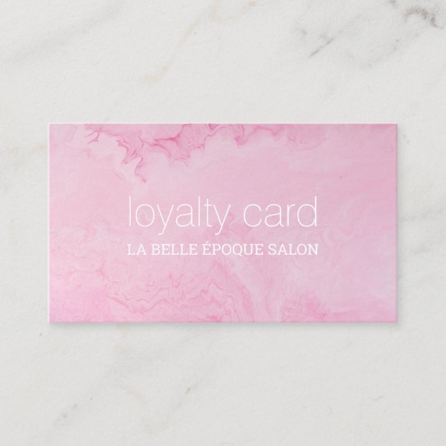 Modern Simple Elegant Pink Marble Salon Loyalty Card (Front)