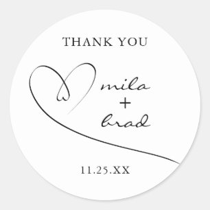 Modern Simple Elegant Pink Wedding White Classic Round Sticker