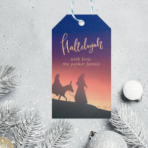 Modern Simple Elegant Religious Christmas Holiday Gift Tags