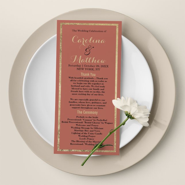 Modern simple elegant rosy peach gold Program Programme (Modern simple elegant rosy peach gold Program)