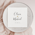 Modern simple elegant script couples names wedding napkin<br><div class="desc">Modern minimalist script couple's names with colour editable heart shape and event date,  simple and elegant. Great for modern wedding or events. 
See all the matching pieces in collection.</div>